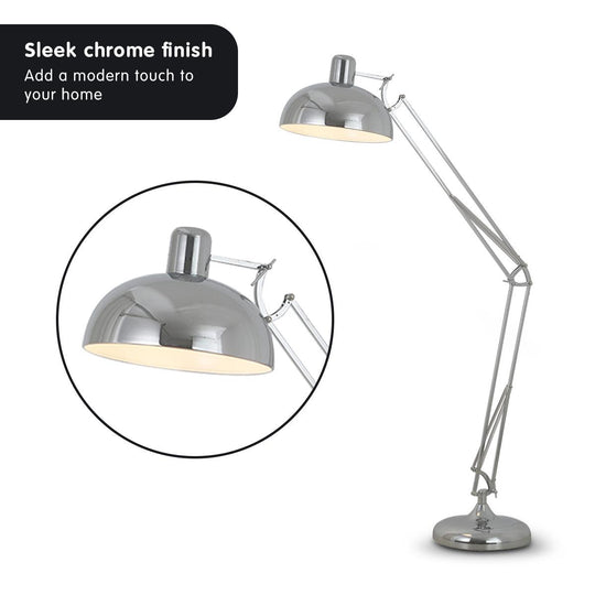 Buy Sarantino Metal Architect Floor Lamp Shade Adjustable Height - Chrome discounted | Products On Sale Australia