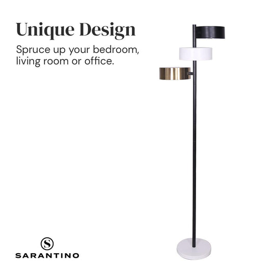 Buy Sarantino Metal Floor Lamp with 3 Swirl Shades discounted | Products On Sale Australia