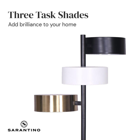 Buy Sarantino Metal Floor Lamp with 3 Swirl Shades discounted | Products On Sale Australia