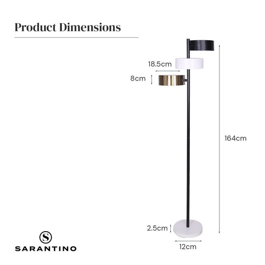 Buy Sarantino Metal Floor Lamp with 3 Swirl Shades discounted | Products On Sale Australia