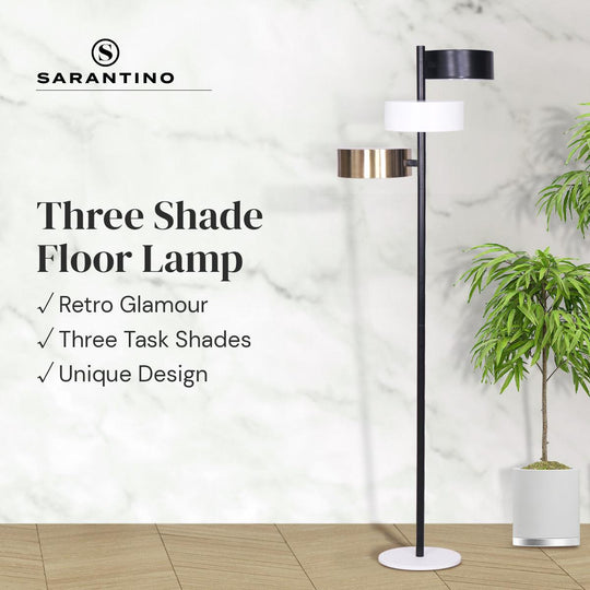 Buy Sarantino Metal Floor Lamp with 3 Swirl Shades discounted | Products On Sale Australia