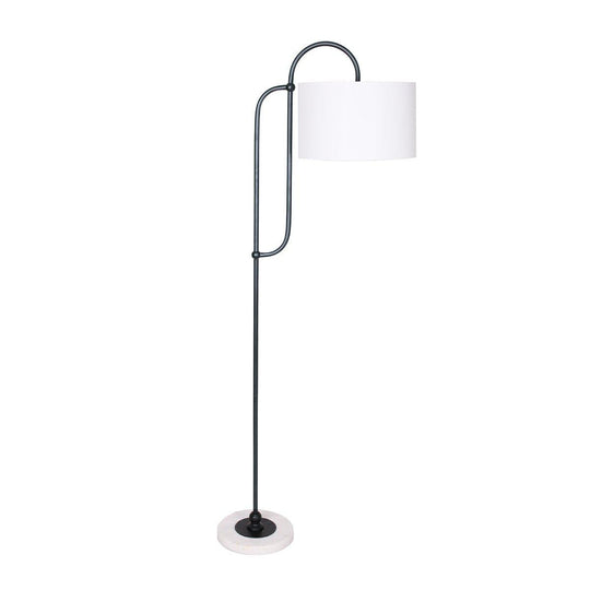 Buy Sarantino Metal Floor Lamp with Marble Base & Off-White Shade discounted | Products On Sale Australia