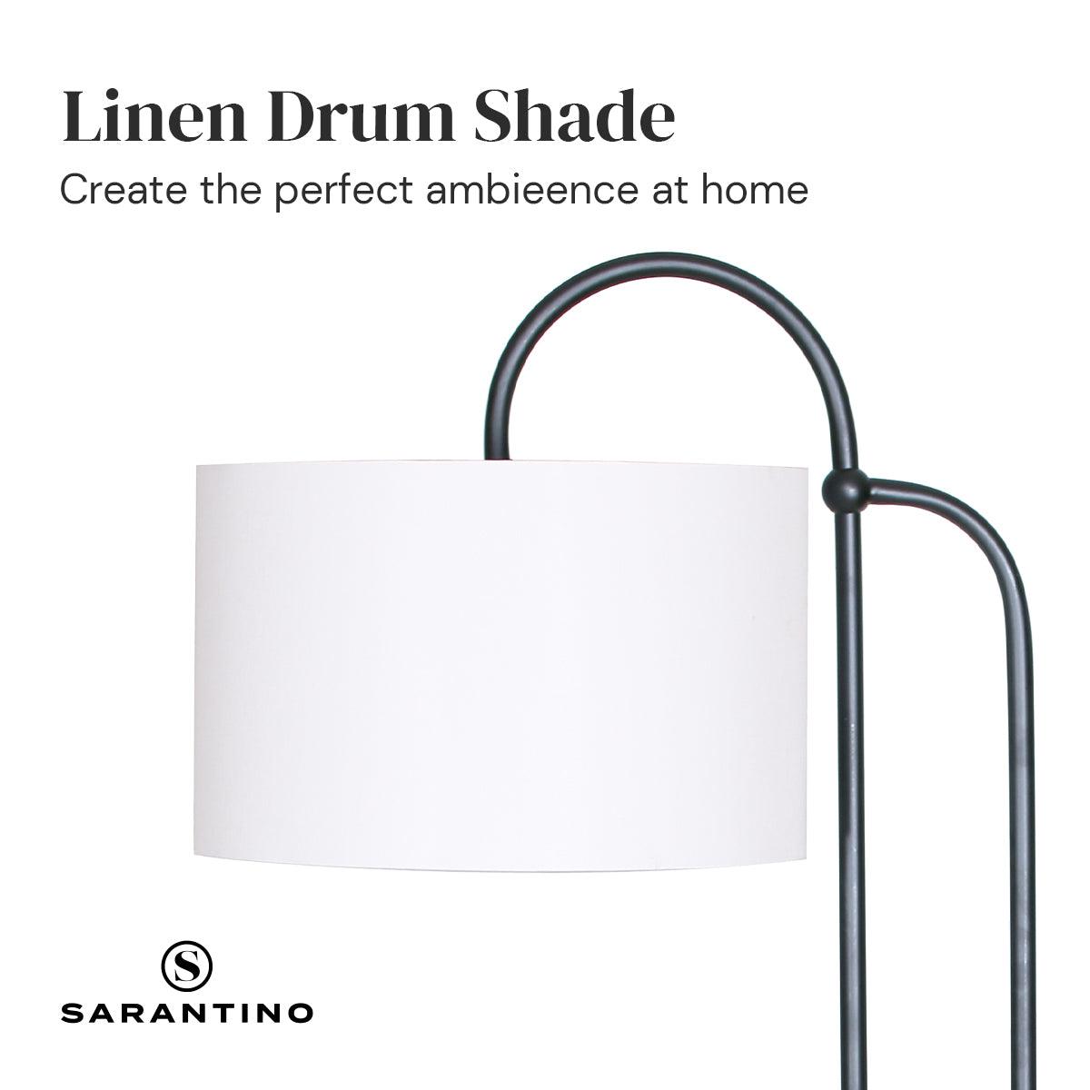 Buy Sarantino Metal Floor Lamp with Marble Base & Off-White Shade discounted | Products On Sale Australia