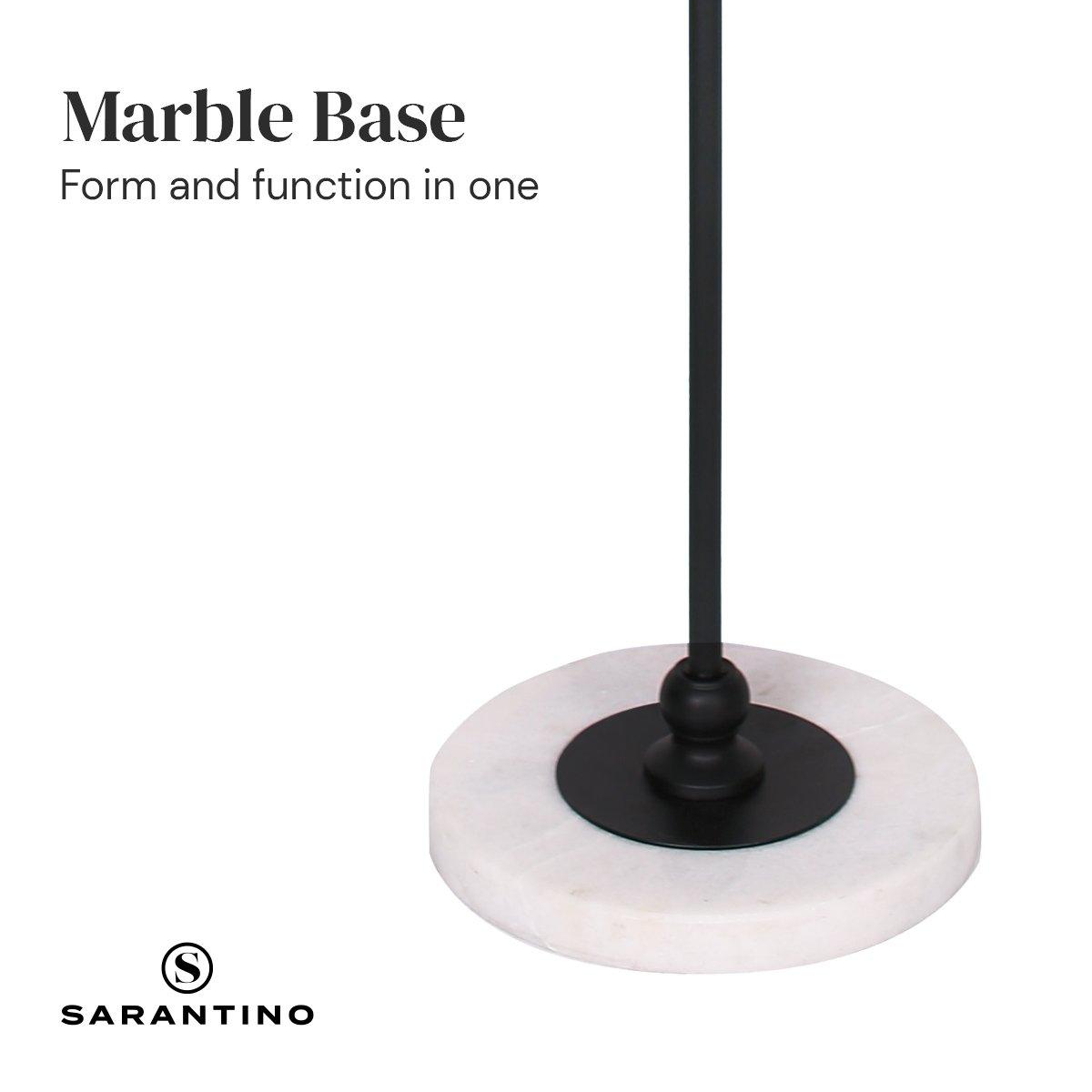 Buy Sarantino Metal Floor Lamp with Marble Base & Off-White Shade discounted | Products On Sale Australia