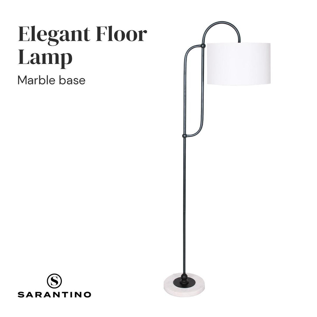 Buy Sarantino Metal Floor Lamp with Marble Base & Off-White Shade discounted | Products On Sale Australia