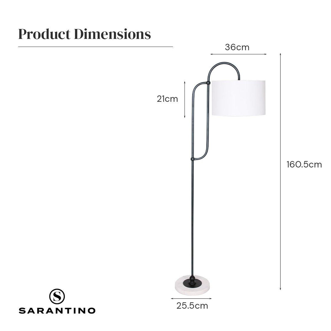 Buy Sarantino Metal Floor Lamp with Marble Base & Off-White Shade discounted | Products On Sale Australia