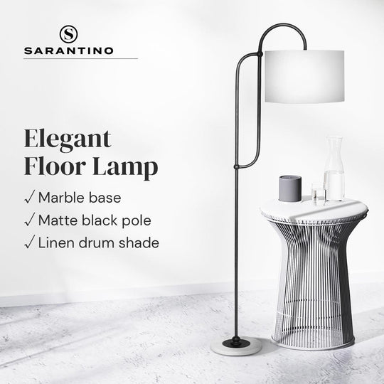 Buy Sarantino Metal Floor Lamp with Marble Base & Off-White Shade discounted | Products On Sale Australia