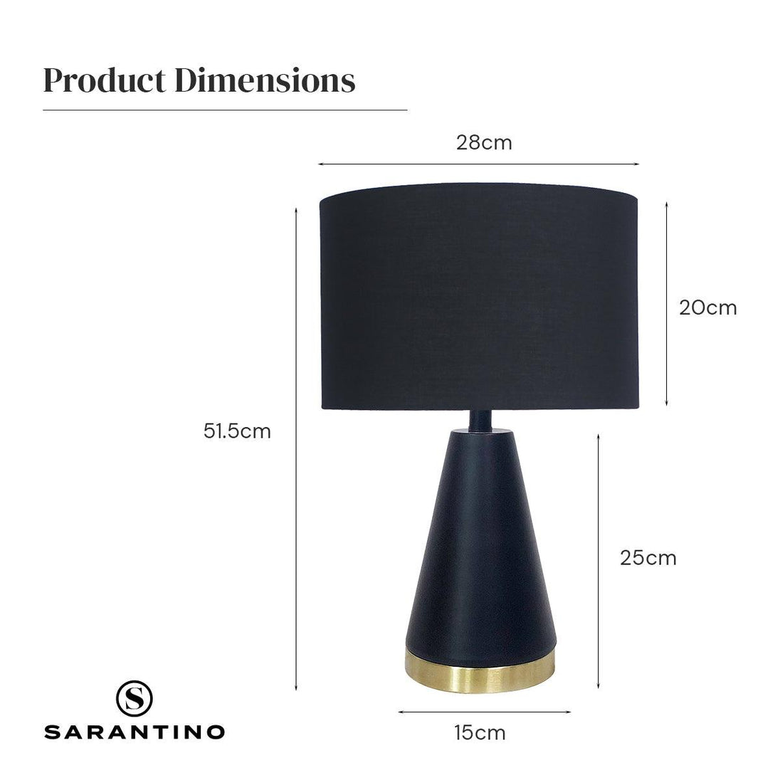 Buy Sarantino Metal Table Lamp in Black and Gold discounted | Products On Sale Australia