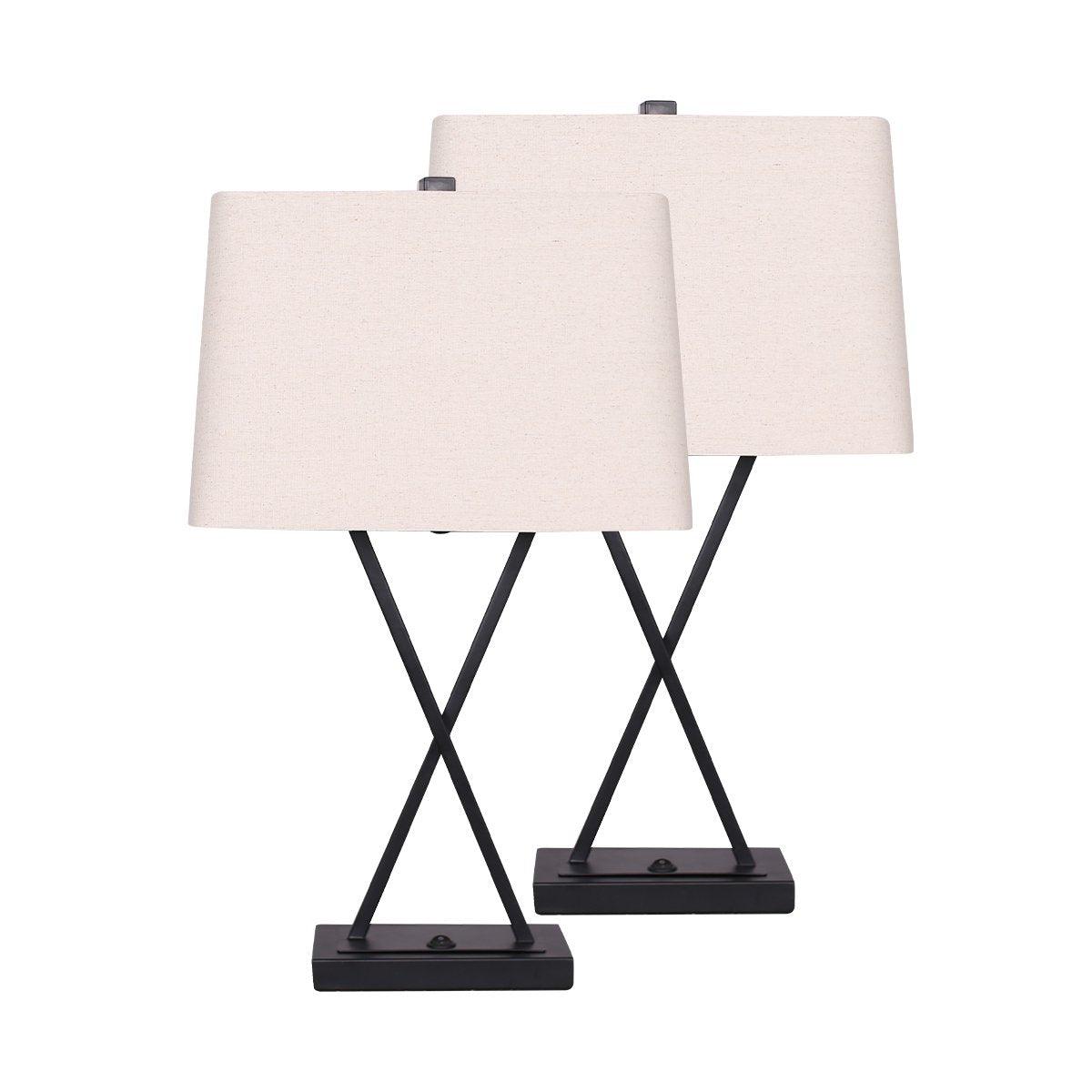 Buy Sarantino Metal Table Lamp Pair Rectangular Shade X Stand discounted | Products On Sale Australia