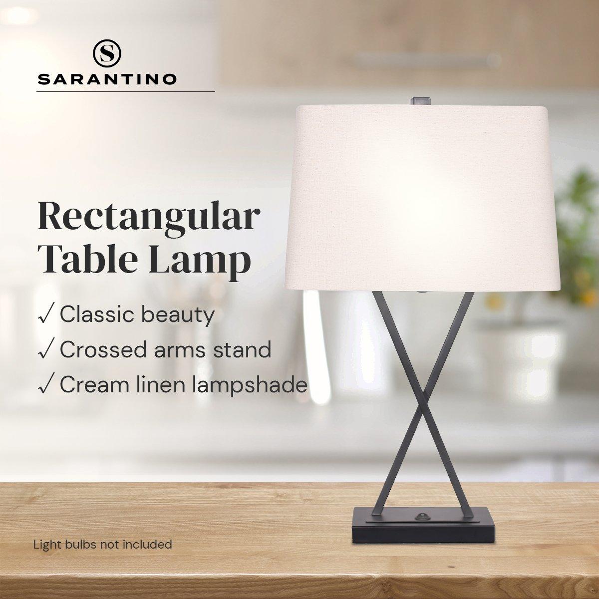 Buy Sarantino Metal Table Lamp Pair Rectangular Shade X Stand discounted | Products On Sale Australia