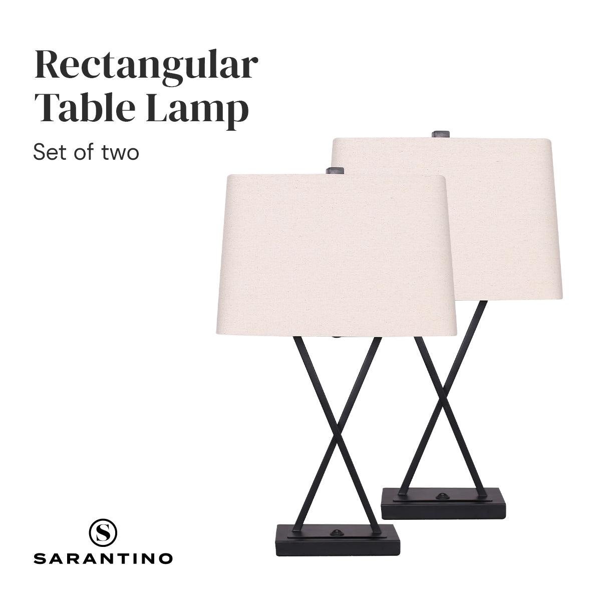 Buy Sarantino Metal Table Lamp Pair Rectangular Shade X Stand discounted | Products On Sale Australia