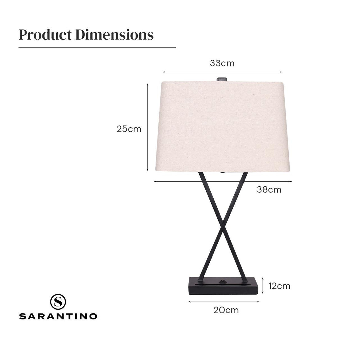 Buy Sarantino Metal Table Lamp Pair Rectangular Shade X Stand discounted | Products On Sale Australia