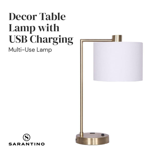 Buy Sarantino Metal Task Lamp with USB Charging Port Antique Brass Finish discounted | Products On Sale Australia