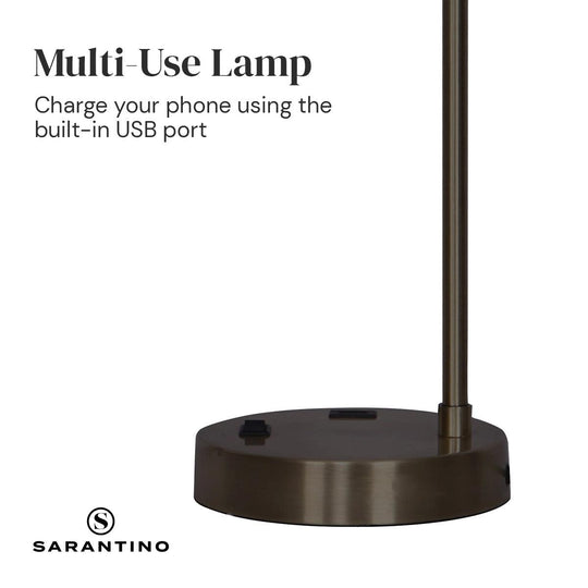 Buy Sarantino Metal Task Lamp with USB Charging Port Bronze Finish discounted | Products On Sale Australia