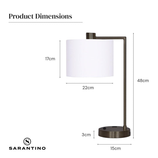 Buy Sarantino Metal Task Lamp with USB Charging Port Bronze Finish discounted | Products On Sale Australia