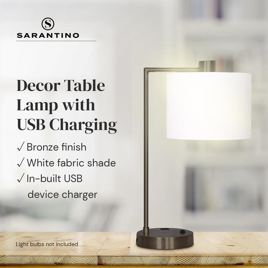 Buy Sarantino Metal Task Lamp with USB Charging Port Bronze Finish discounted | Products On Sale Australia