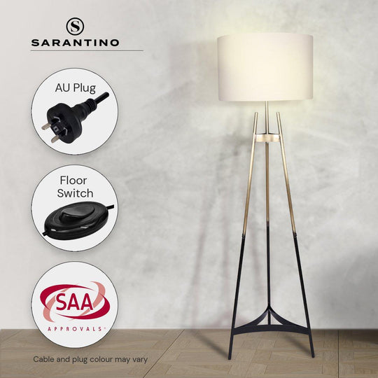 Buy Sarantino Metal Tripod Electric Floor Lamp Gradient Finish discounted | Products On Sale Australia