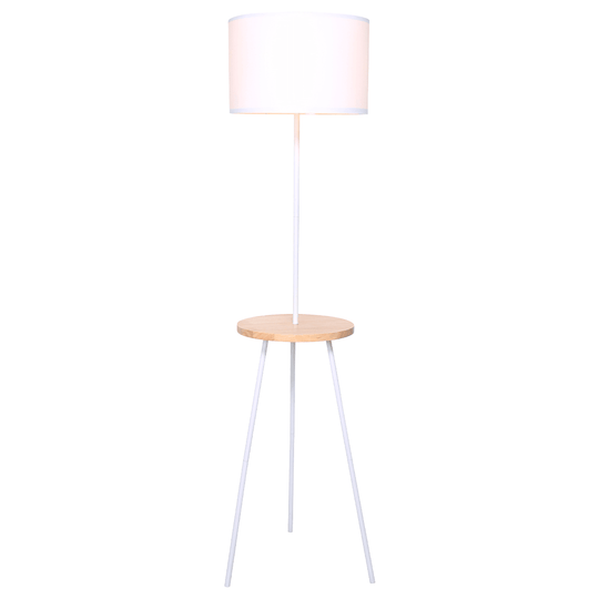 Buy Sarantino Metal Tripod Floor Lamp Shade with Wooden Table Shelf discounted | Products On Sale Australia