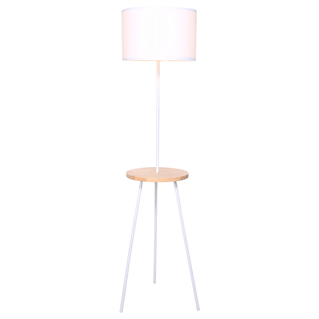 Buy Sarantino Metal Tripod Floor Lamp Shade with Wooden Table Shelf discounted | Products On Sale Australia