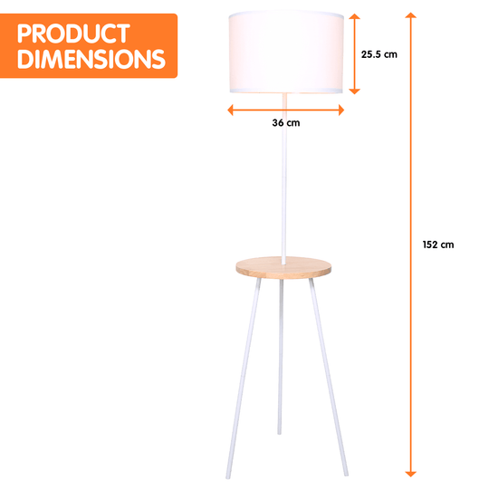 Buy Sarantino Metal Tripod Floor Lamp Shade with Wooden Table Shelf discounted | Products On Sale Australia