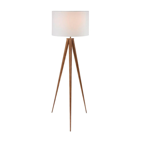 Buy Sarantino Metal Tripod Floor Spot Lamp Shade Drum in Wooden Finish discounted | Products On Sale Australia