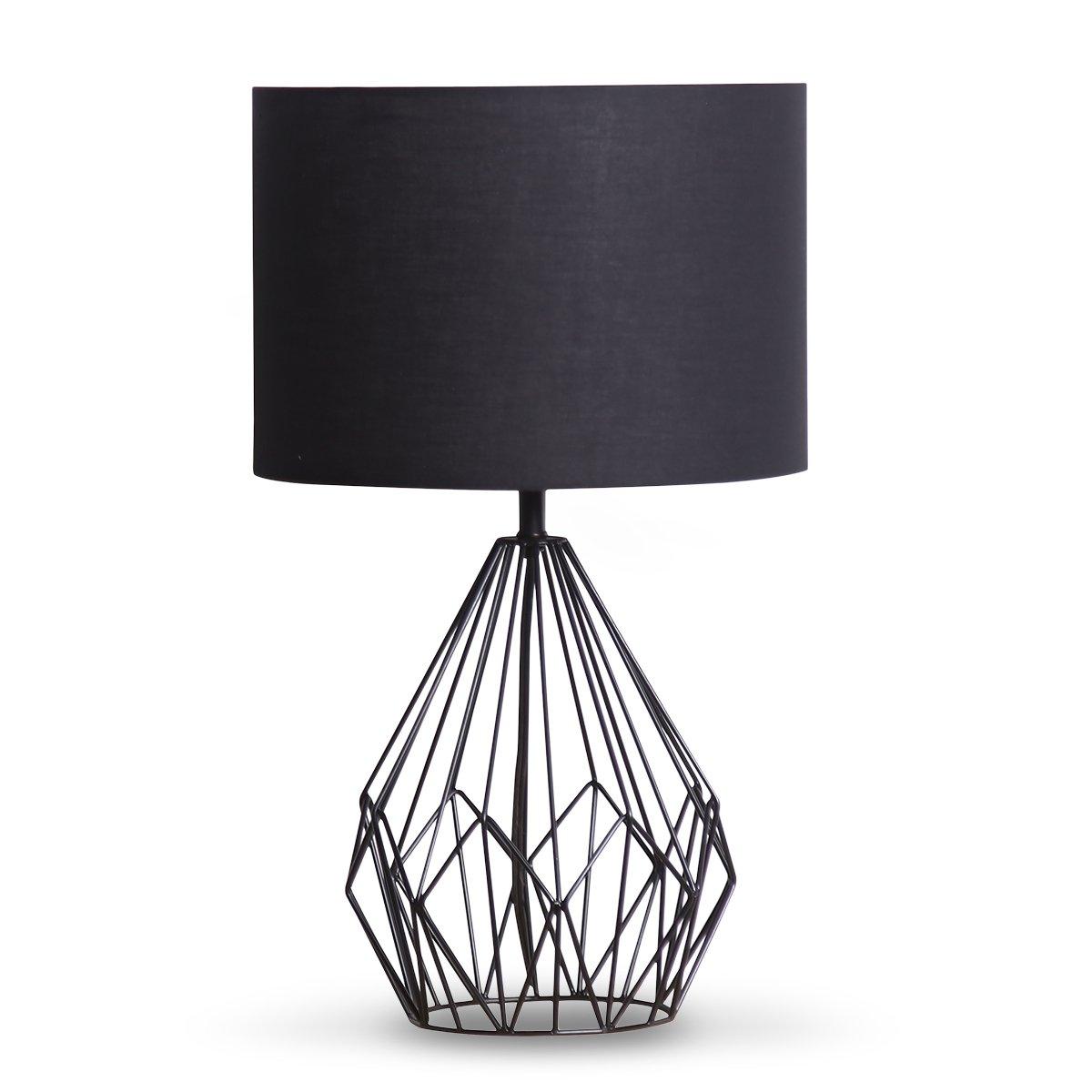 Buy Sarantino Metal Wire Table Lamp in Black Finish With Black Drum Shade discounted | Products On Sale Australia