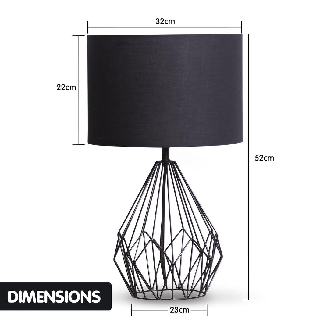 Buy Sarantino Metal Wire Table Lamp in Black Finish With Black Drum Shade discounted | Products On Sale Australia