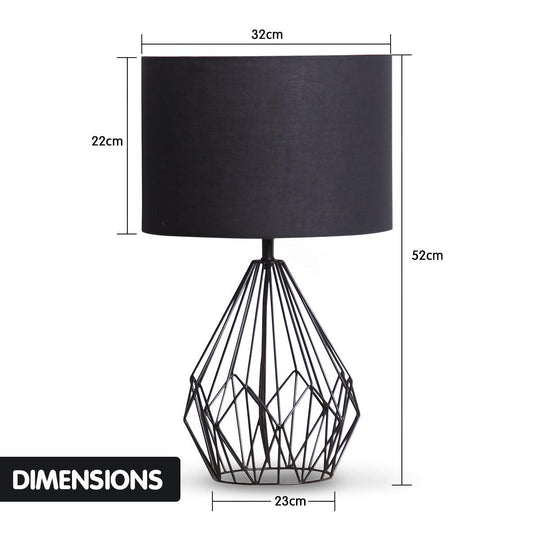 Buy Sarantino Metal Wire Table Lamp in Black Finish With Black Drum Shade discounted | Products On Sale Australia