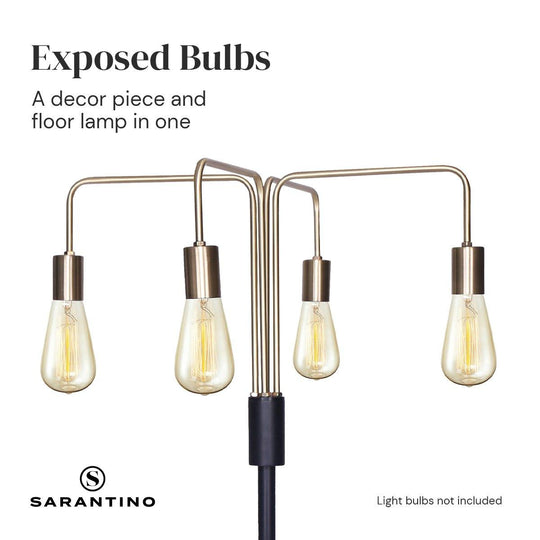 Buy Sarantino Modern Exposed Bulb 4-Arm Industrial Light Floor Lamp discounted | Products On Sale Australia