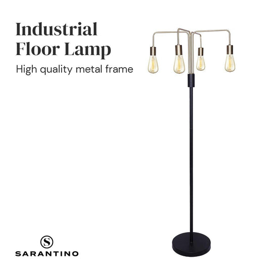 Buy Sarantino Modern Exposed Bulb 4-Arm Industrial Light Floor Lamp discounted | Products On Sale Australia