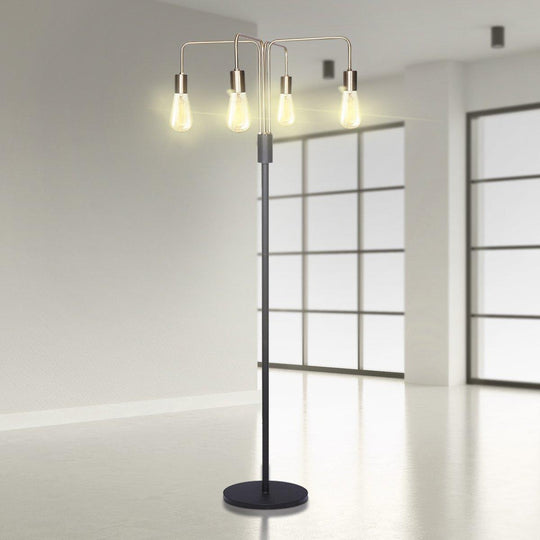 Buy Sarantino Modern Exposed Bulb 4-Arm Industrial Light Floor Lamp discounted | Products On Sale Australia