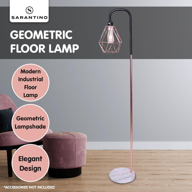 Buy Sarantino Rose Gold Floor Lamp with Geometric Shade discounted | Products On Sale Australia