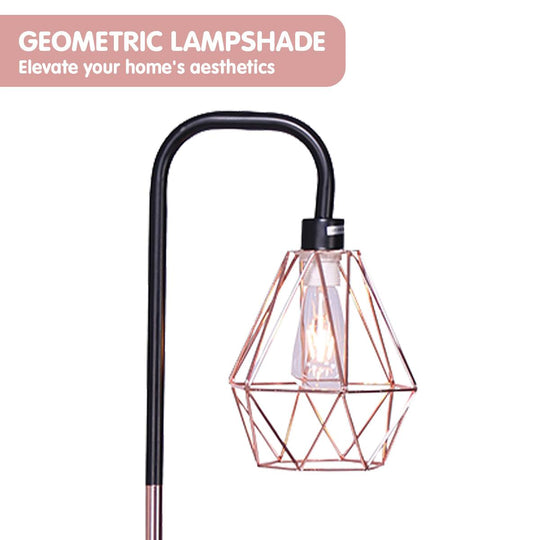 Buy Sarantino Rose Gold Floor Lamp with Geometric Shade discounted | Products On Sale Australia