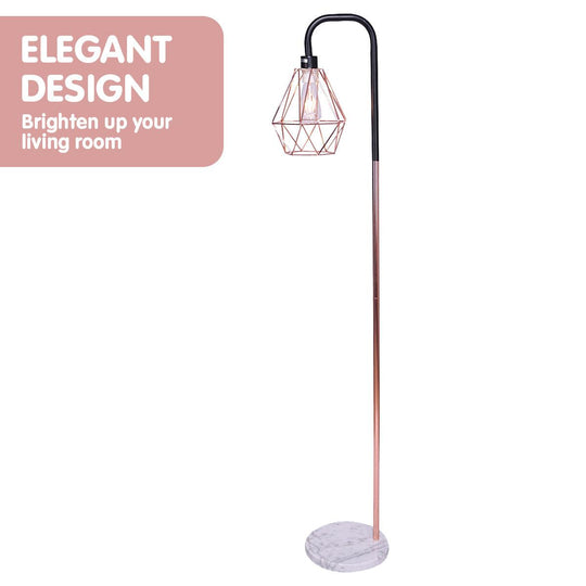 Buy Sarantino Rose Gold Floor Lamp with Geometric Shade discounted | Products On Sale Australia