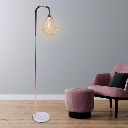 Buy Sarantino Rose Gold Floor Lamp with Geometric Shade discounted | Products On Sale Australia