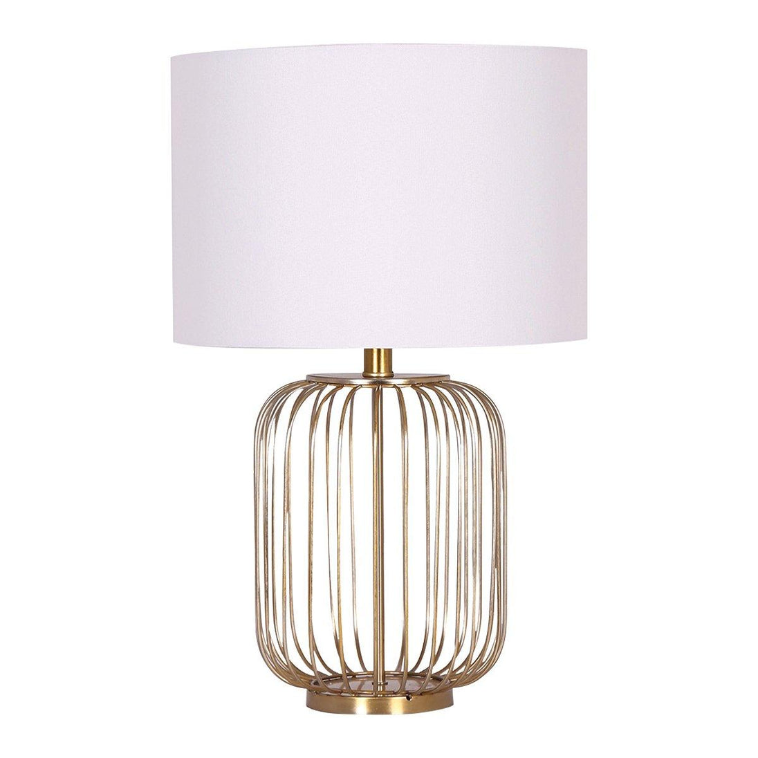 Buy Sarantino Rose Gold Table Lamp with Linen Drum Shade discounted | Products On Sale Australia