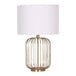 Buy Sarantino Rose Gold Table Lamp with Linen Drum Shade discounted | Products On Sale Australia