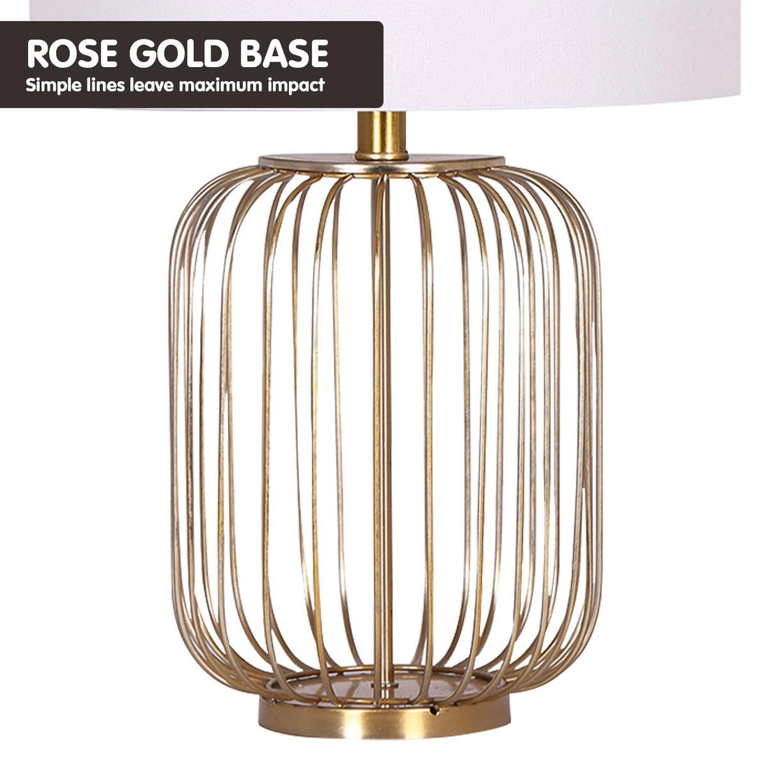 Buy Sarantino Rose Gold Table Lamp with Linen Drum Shade discounted | Products On Sale Australia