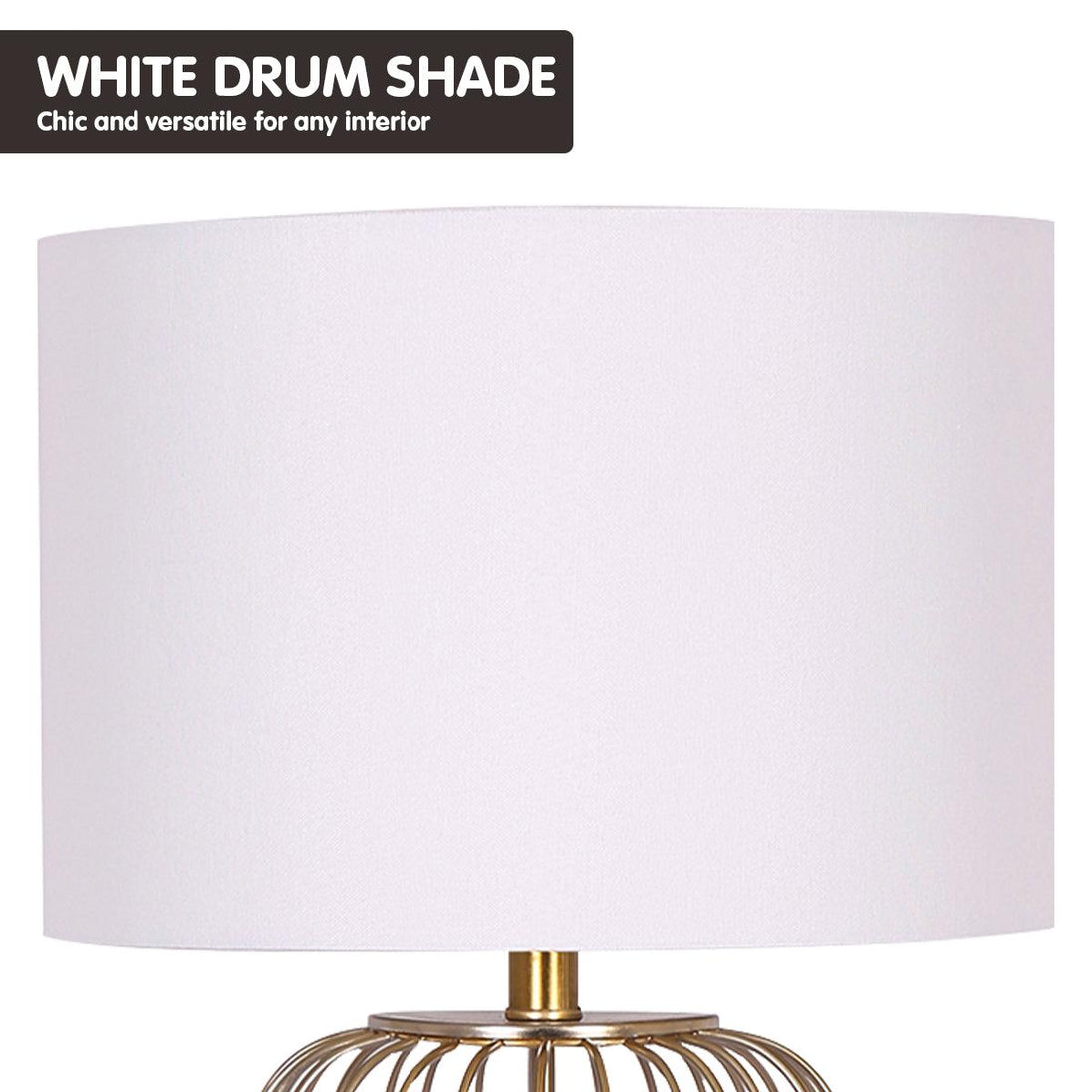 Buy Sarantino Rose Gold Table Lamp with Linen Drum Shade discounted | Products On Sale Australia