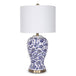 Buy Sarantino Table Lamp Ceramic Floral Base Cotton Drum Shade discounted | Products On Sale Australia