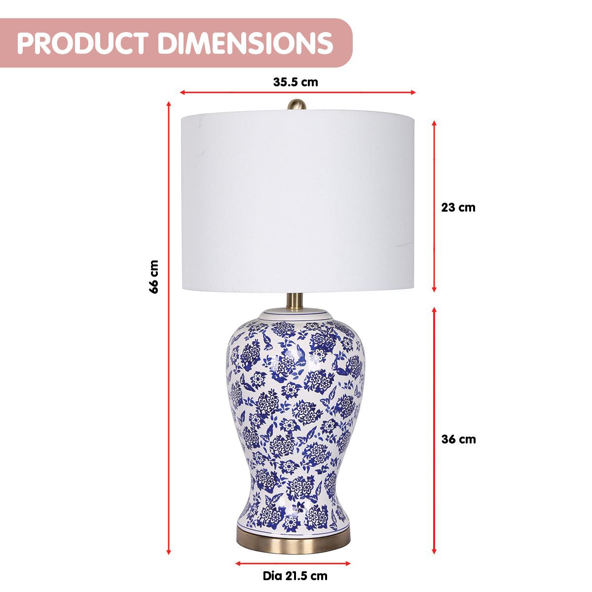 Buy Sarantino Table Lamp Ceramic Floral Base Cotton Drum Shade discounted | Products On Sale Australia