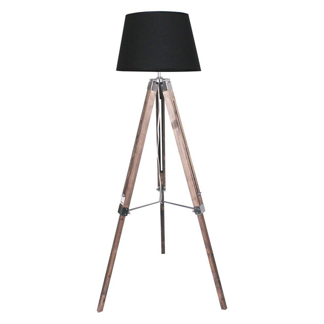 Buy Sarantino Timber Tripod Floor Lamp Adjustable Height Taper Fabric discounted | Products On Sale Australia