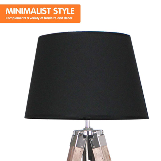 Buy Sarantino Timber Tripod Floor Lamp Adjustable Height Taper Fabric discounted | Products On Sale Australia