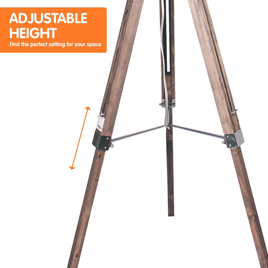 Buy Sarantino Timber Tripod Floor Lamp Adjustable Height Taper Fabric discounted | Products On Sale Australia