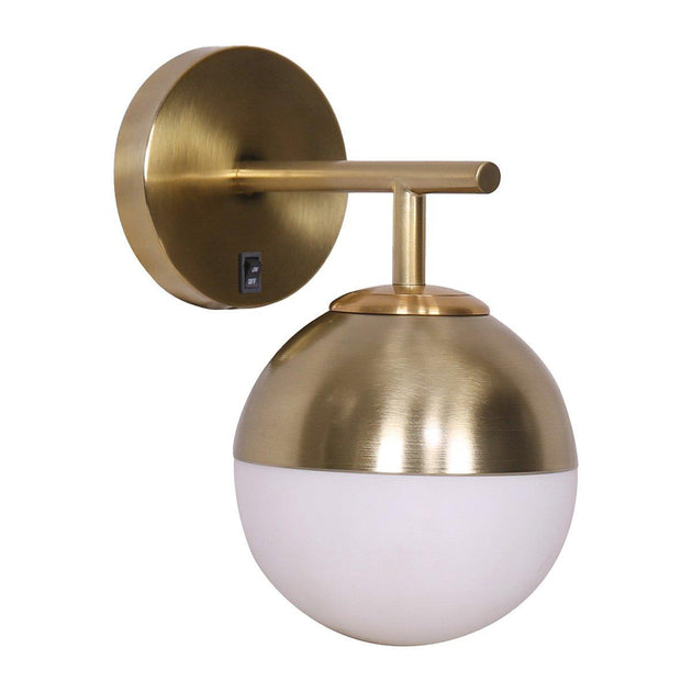 Buy Sarantino Wall Lamp with Gold Metal Base and White Glass Shade discounted | Products On Sale Australia