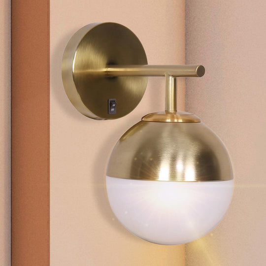 Buy Sarantino Wall Lamp with Gold Metal Base and White Glass Shade discounted | Products On Sale Australia