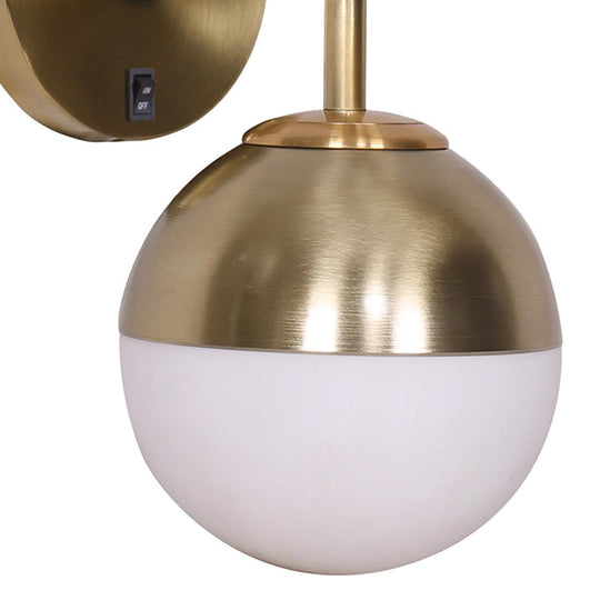 Buy Sarantino Wall Lamp with Gold Metal Base and White Glass Shade discounted | Products On Sale Australia