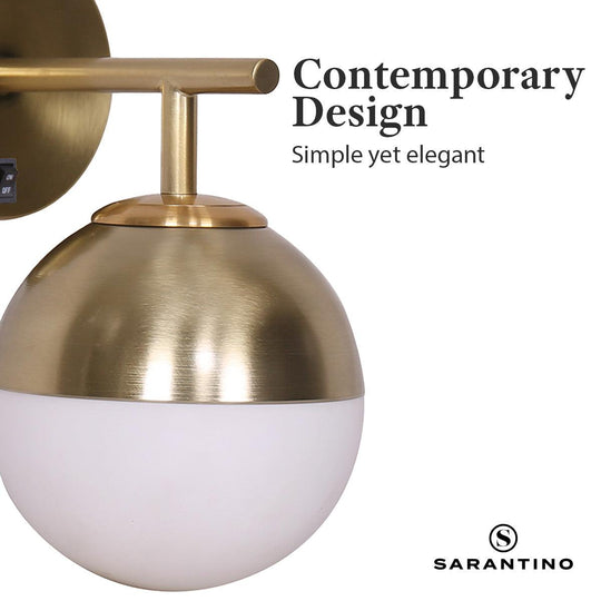 Buy Sarantino Wall Lamp with Gold Metal Base and White Glass Shade discounted | Products On Sale Australia