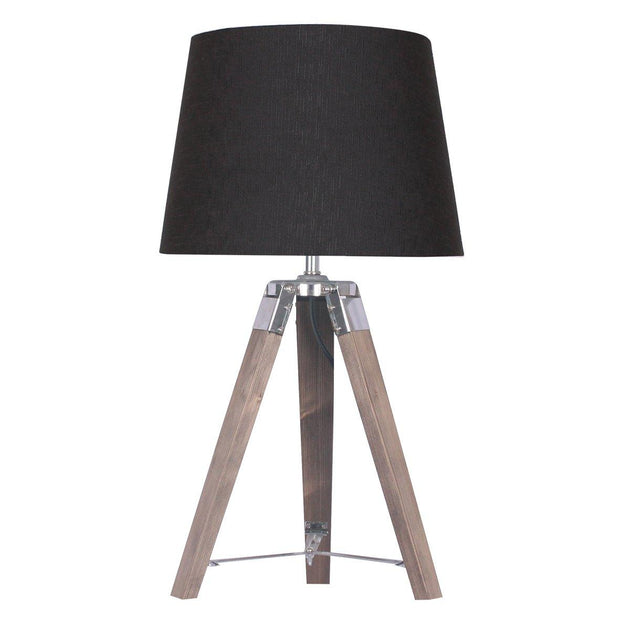 Buy Sarantino Wooden Tripod Table Lamp With Black Taper Fabric Shade discounted | Products On Sale Australia