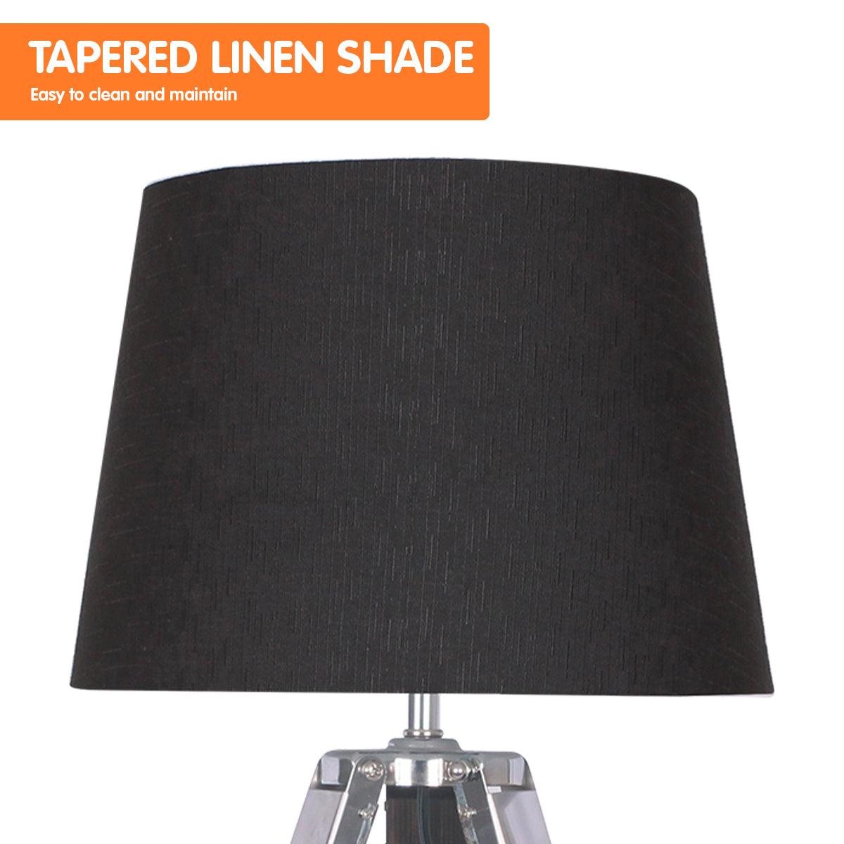 Buy Sarantino Wooden Tripod Table Lamp With Black Taper Fabric Shade discounted | Products On Sale Australia